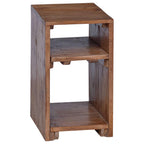 Mesa decorativa con estante 3 pcs Marrón Madera de Caoba Sólida
