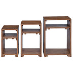 Mesa decorativa con estante 3 pcs Marrón Madera de Caoba Sólida