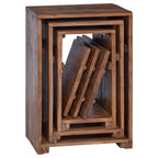 Mesa decorativa con estante 3 pcs Marrón Madera de Caoba Sólida