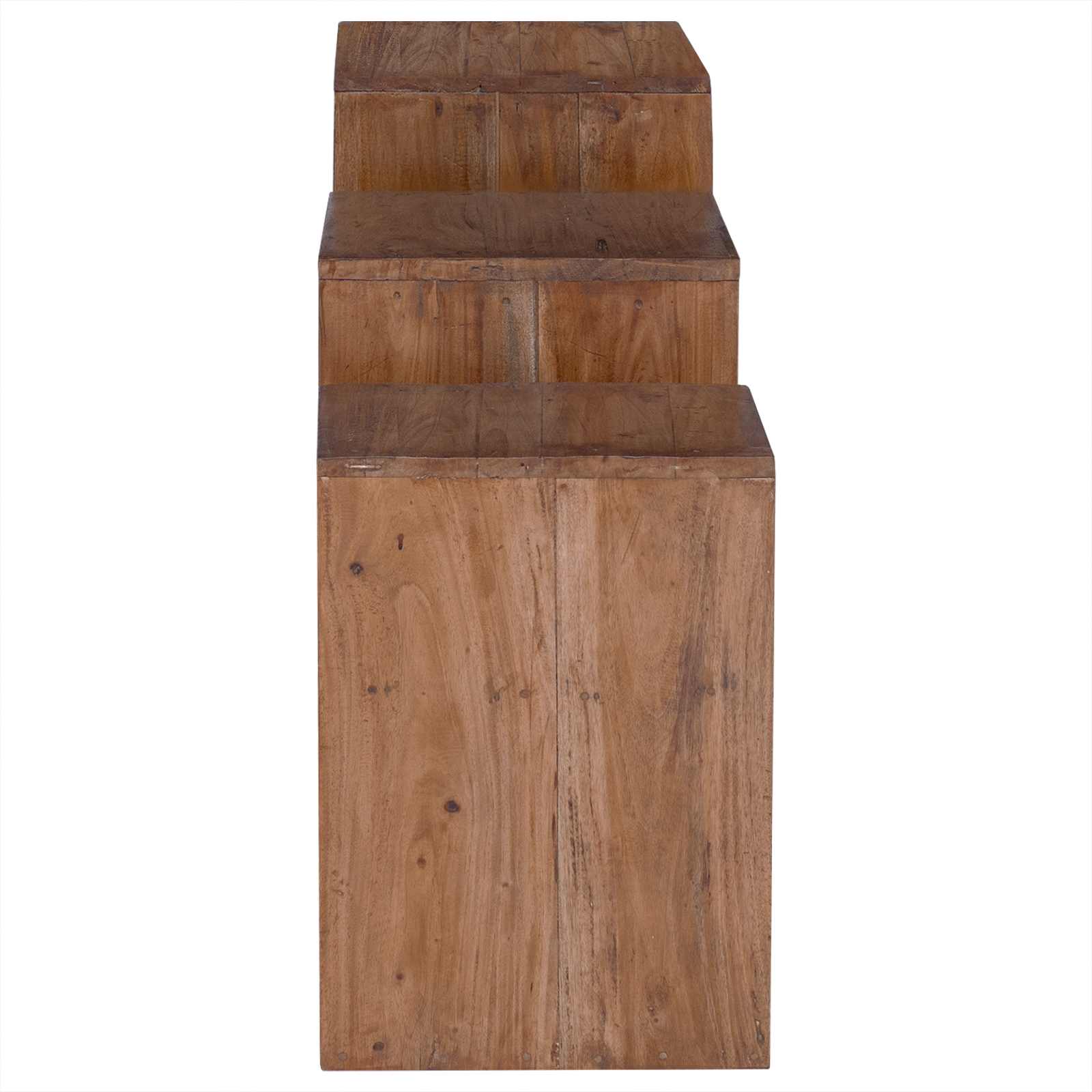 Mesa decorativa con estante 3 pcs Marrón Madera de Caoba Sólida