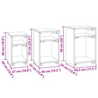 Mesa decorativa con estante 3 pcs Marrón Madera de Caoba Sólida