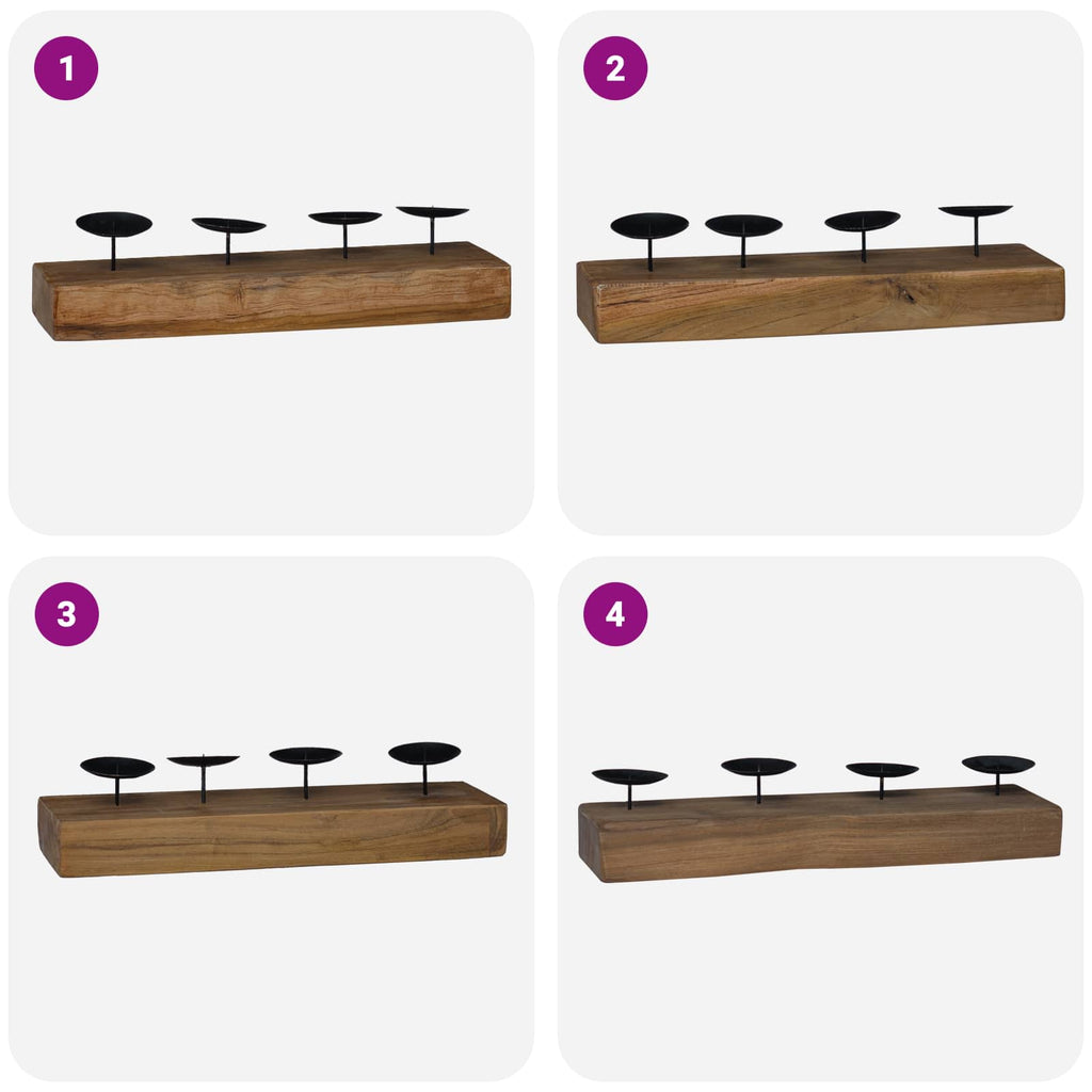 Porta velas Natural 50 x 15 x 10 cm Madera maciza de Teca