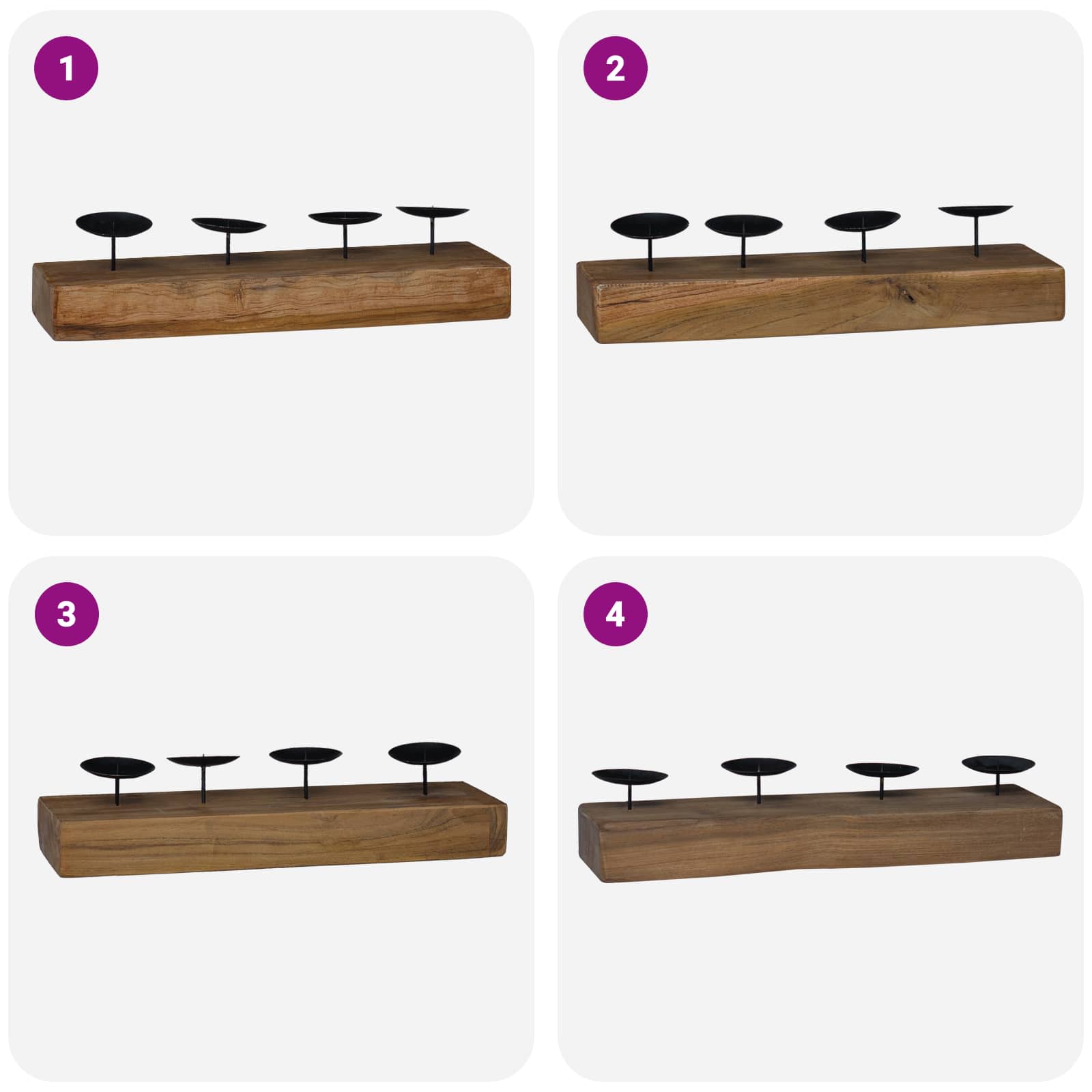 Porta velas Natural 50 x 15 x 10 cm Madera maciza de Teca