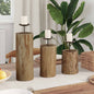 Porta velas 3 pcs Natural Madera maciza de Teca