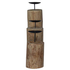 Porta velas 3 pcs Natural Madera maciza de Teca
