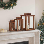 Farol 3 pcs Natural Madera de Caoba