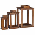 Farol 3 pcs Natural Madera de Caoba