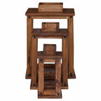 Farol 3 pcs Natural Madera de Caoba