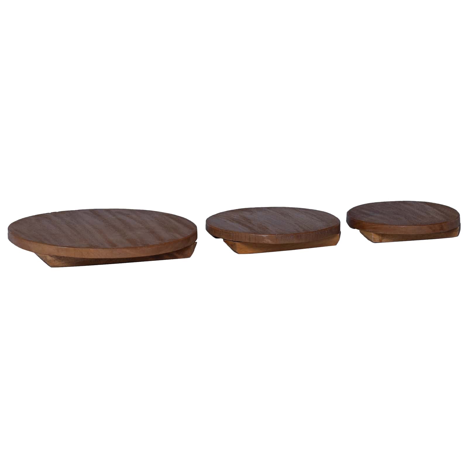 Taburete de Planta 3 pcs Marrón Madera de Caoba