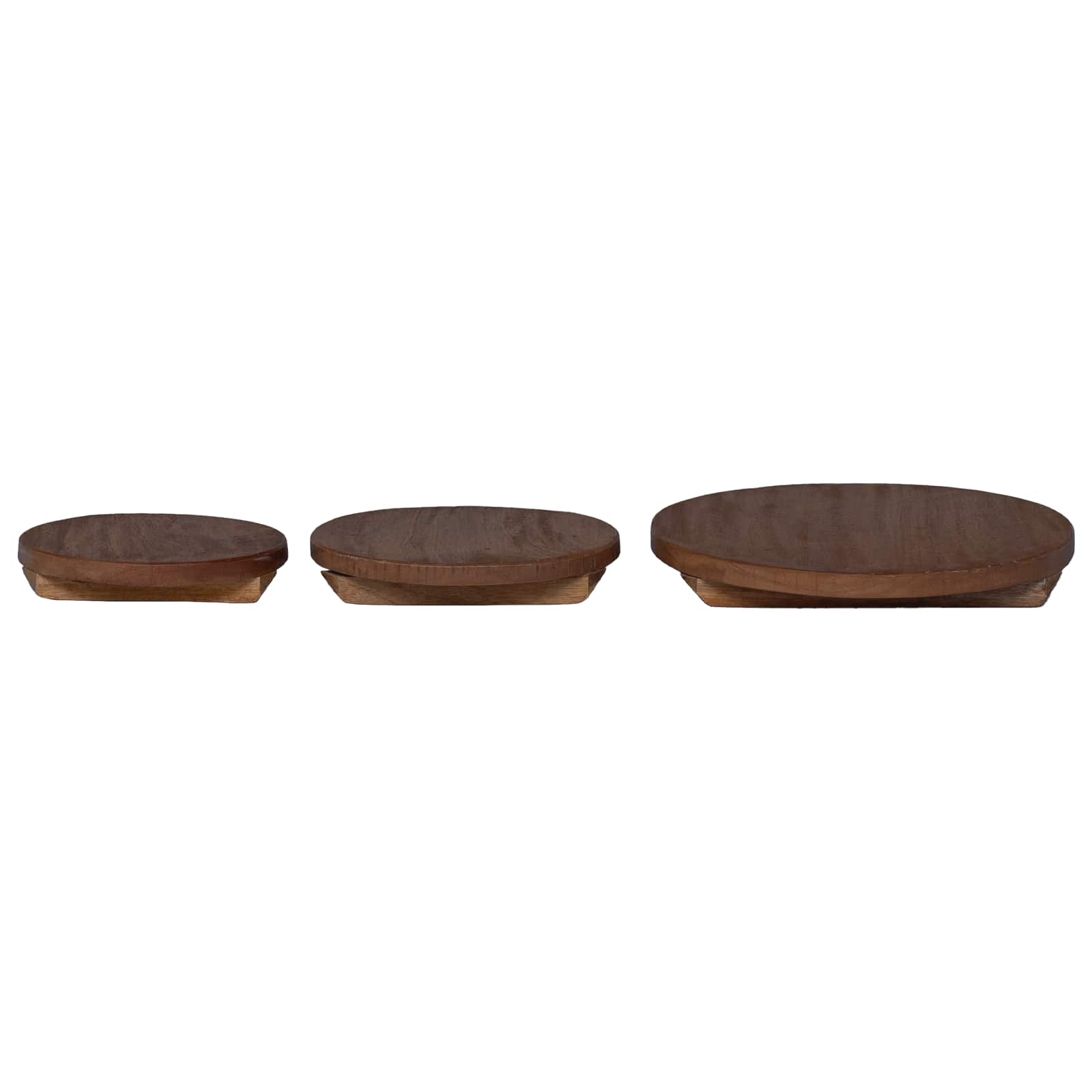 Taburete de Planta 3 pcs Marrón Madera de Caoba