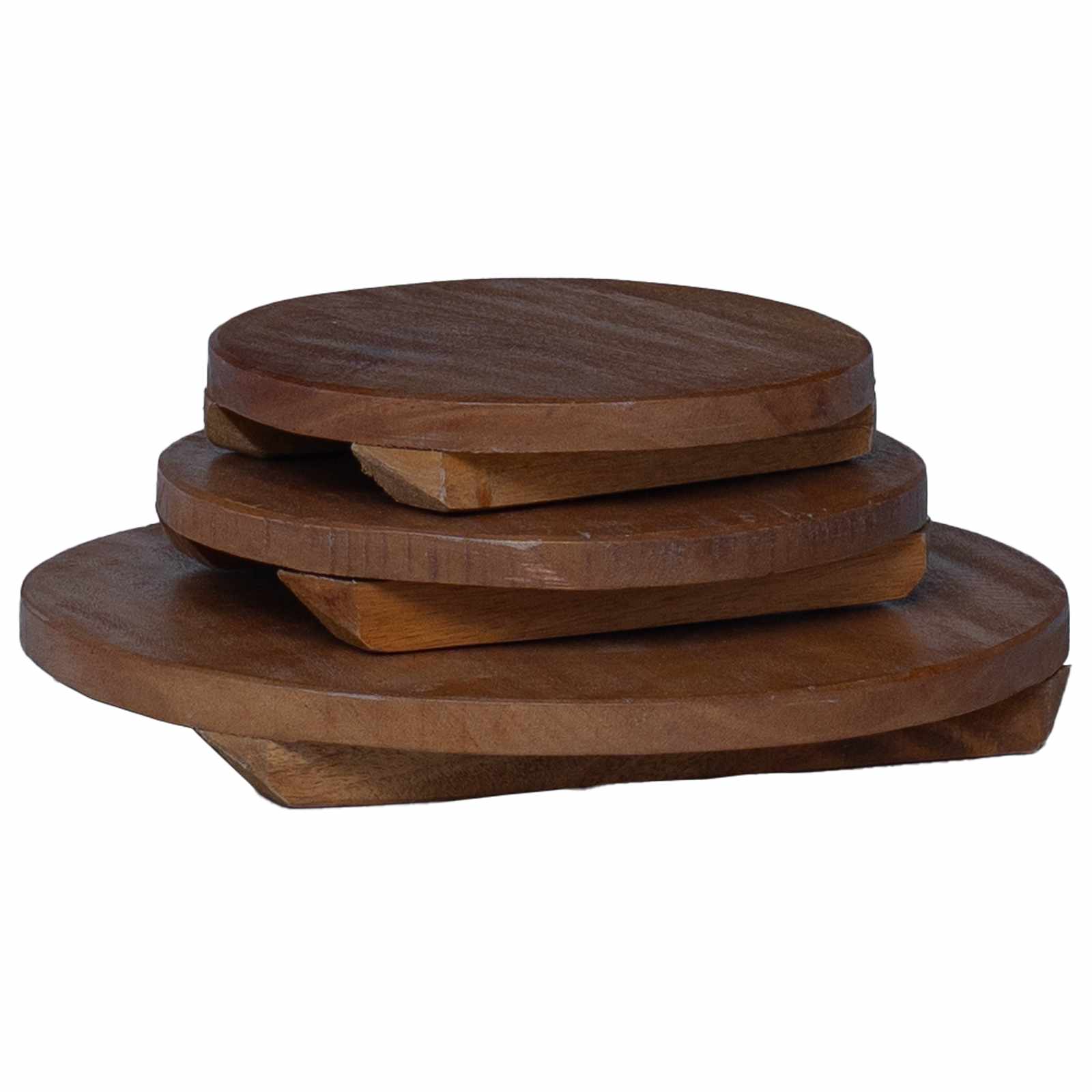 Taburete de Planta 3 pcs Marrón Madera de Caoba