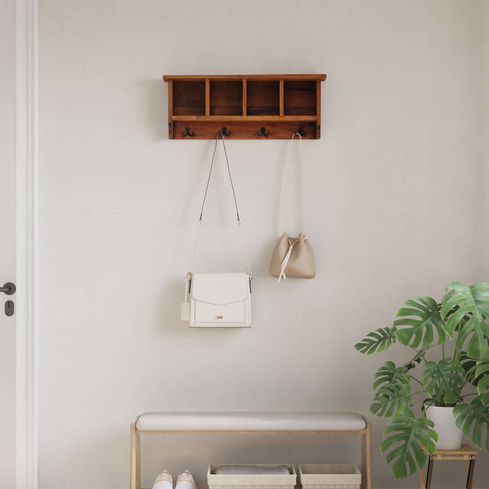 Percha Marrón 70 x 11 x 27 cm Madera de Caoba Sólida