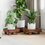 Soporte de plantas 3 pcs Marrón Madera de Caoba