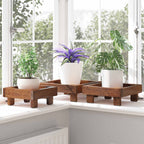 Soporte de plantas 3 pcs Marrón Madera de Caoba