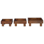 Soporte de plantas 3 pcs Marrón Madera de Caoba