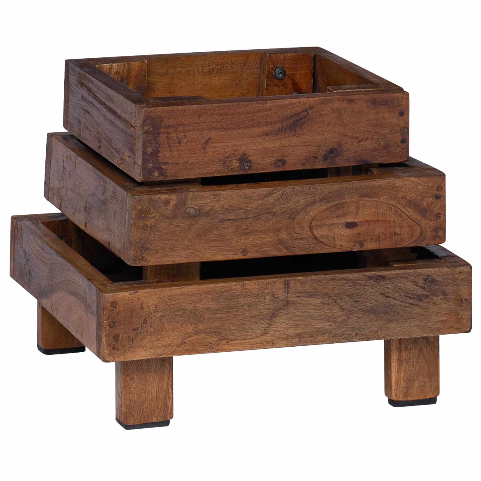 Soporte de plantas 3 pcs Marrón Madera de Caoba