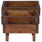 Soporte de plantas 3 pcs Marrón Madera de Caoba