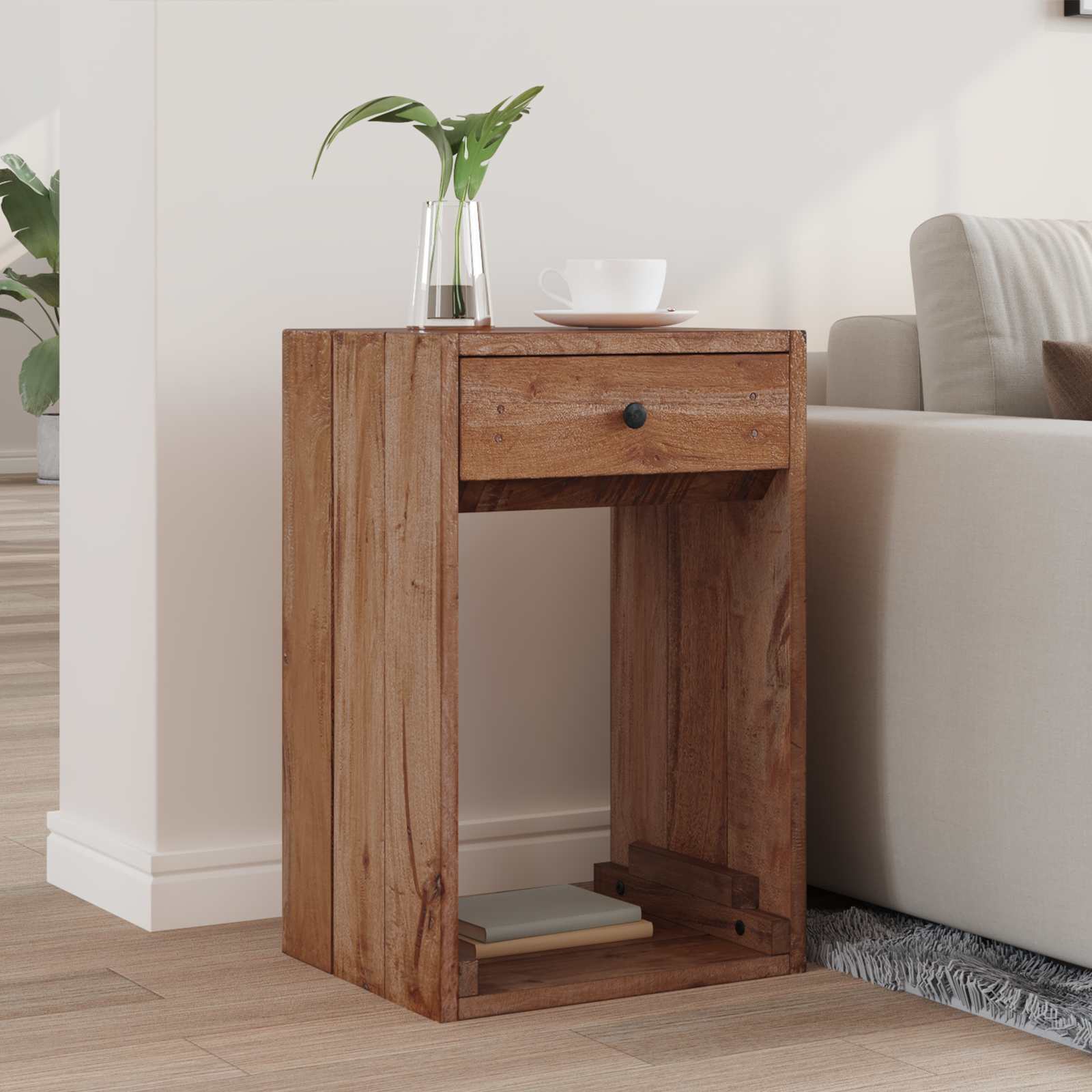 Mesita de Noche Marrón 63 x 30 x 79 cm Madera de Caoba Sólida