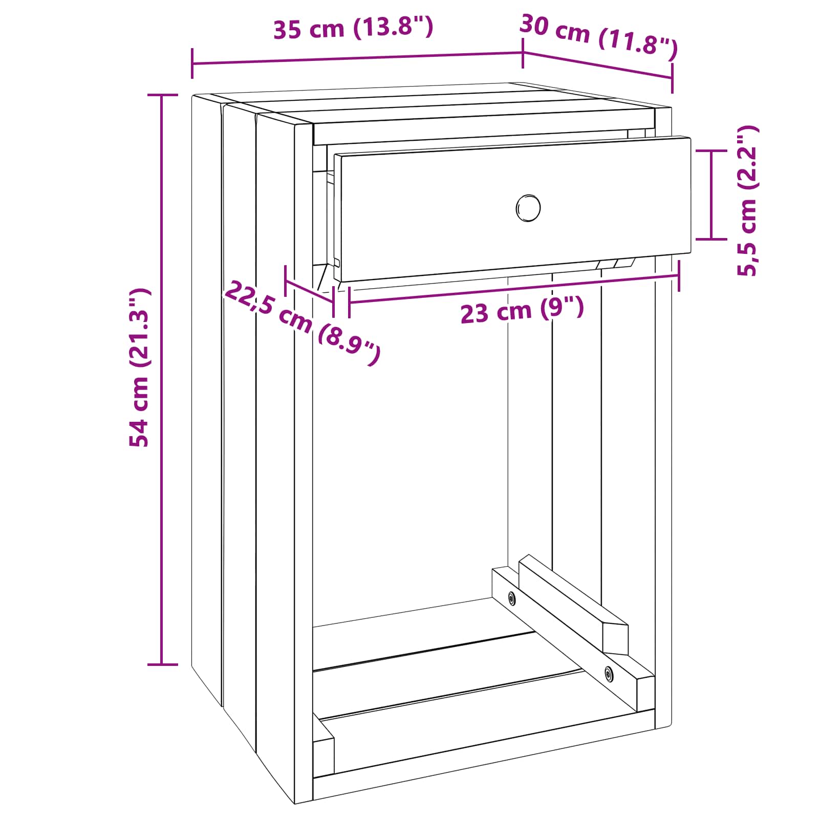 Mesita de Noche Marrón 63 x 30 x 79 cm Madera de Caoba Sólida