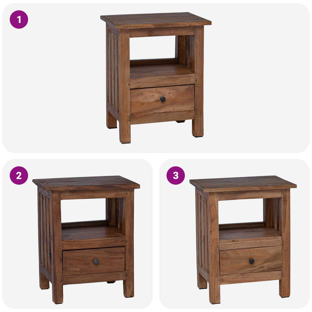 Mesita de Noche Marrón 41 x 30 x 50 cm Madera de Caoba Sólida