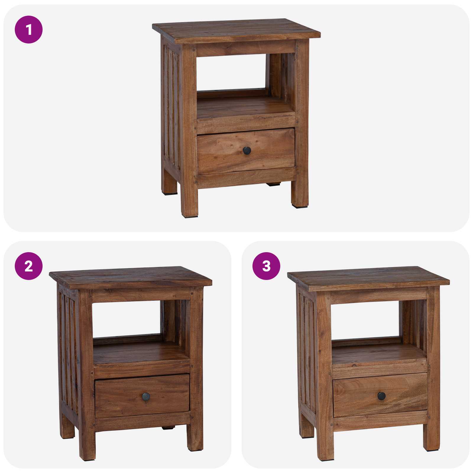 Mesita de Noche Marrón 41 x 30 x 50 cm Madera de Caoba Sólida