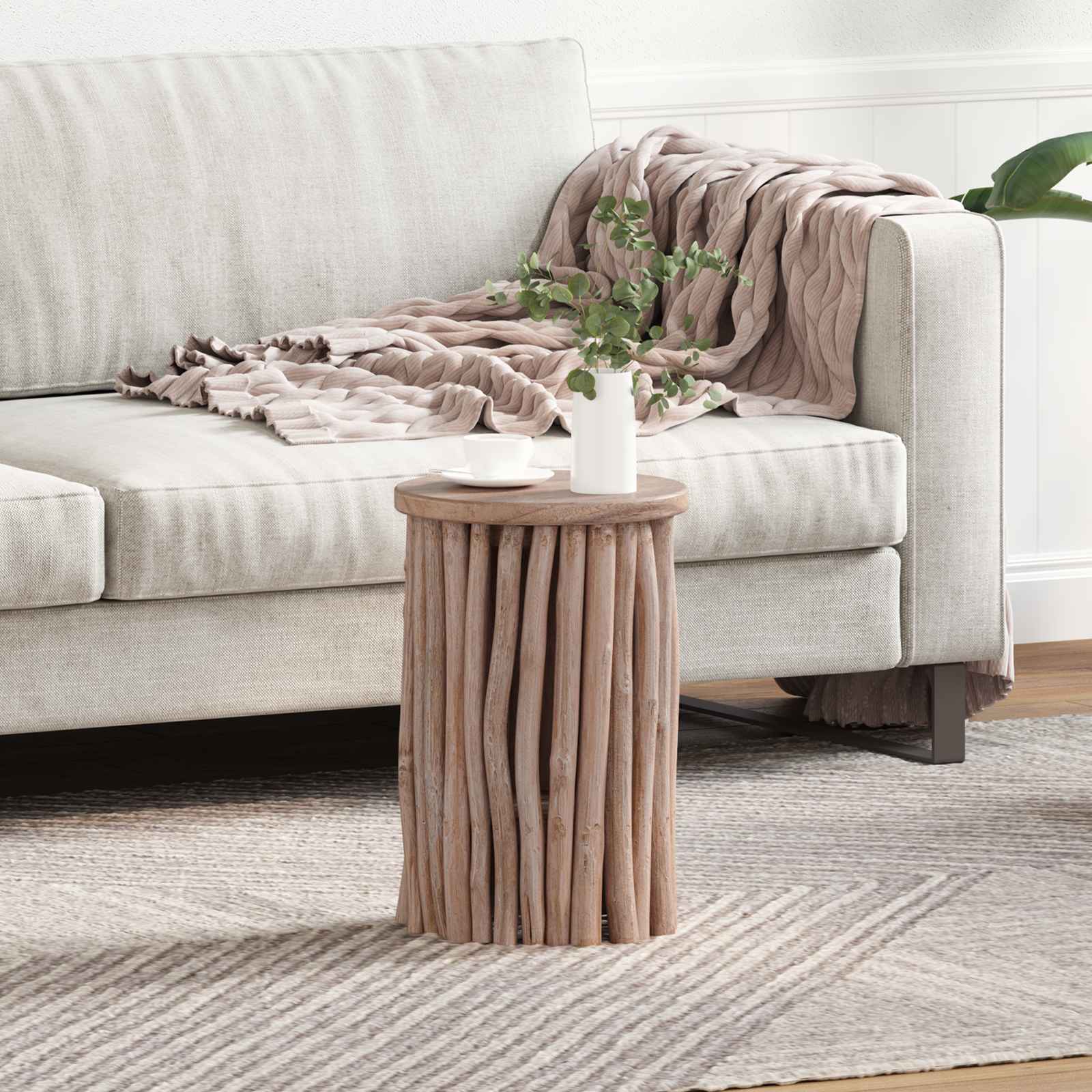 Taburete Natural 30 x 30 x 45 cm Madera de teca maciza