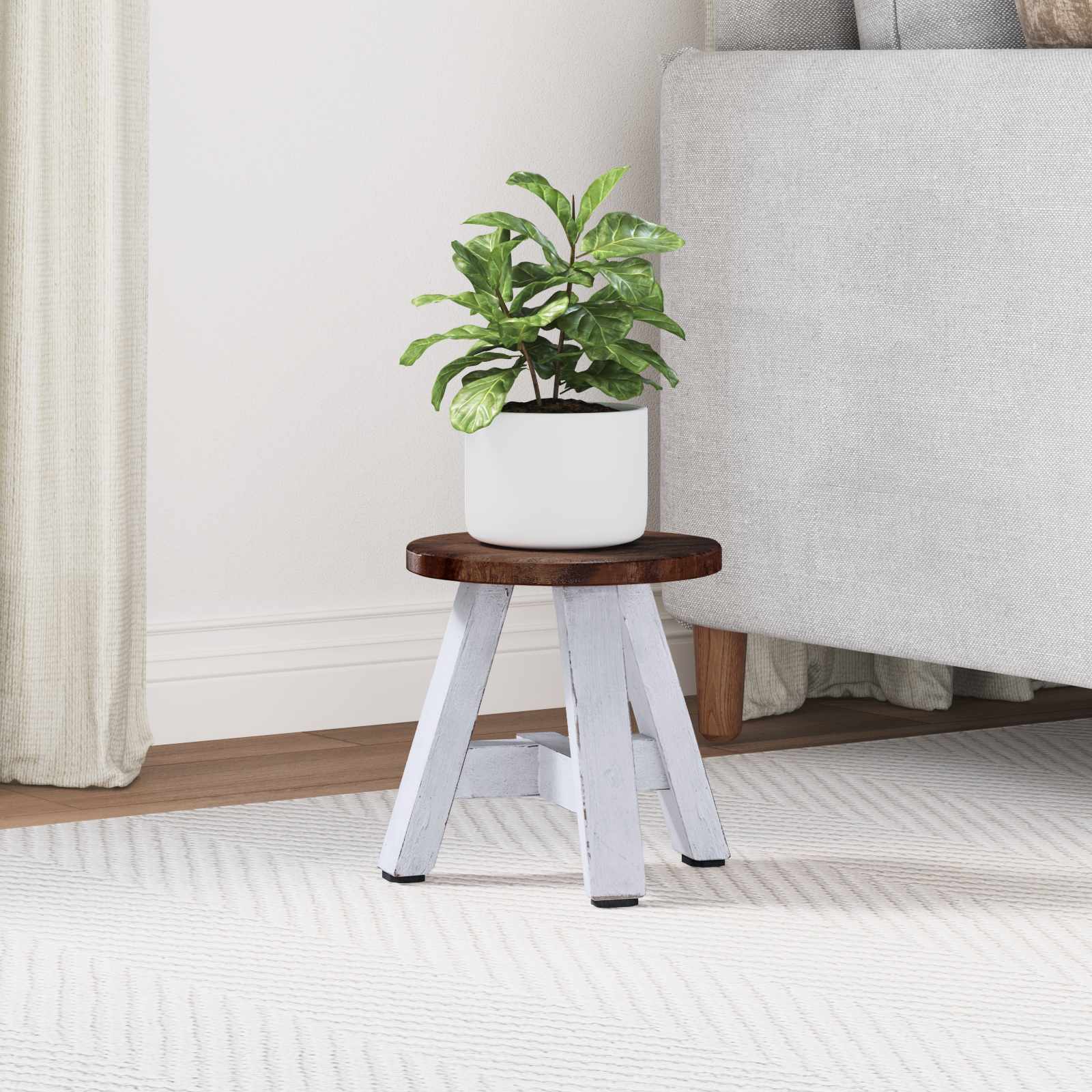 Taburete Natural 22 x 22 x 24 cm Madera de Caoba
