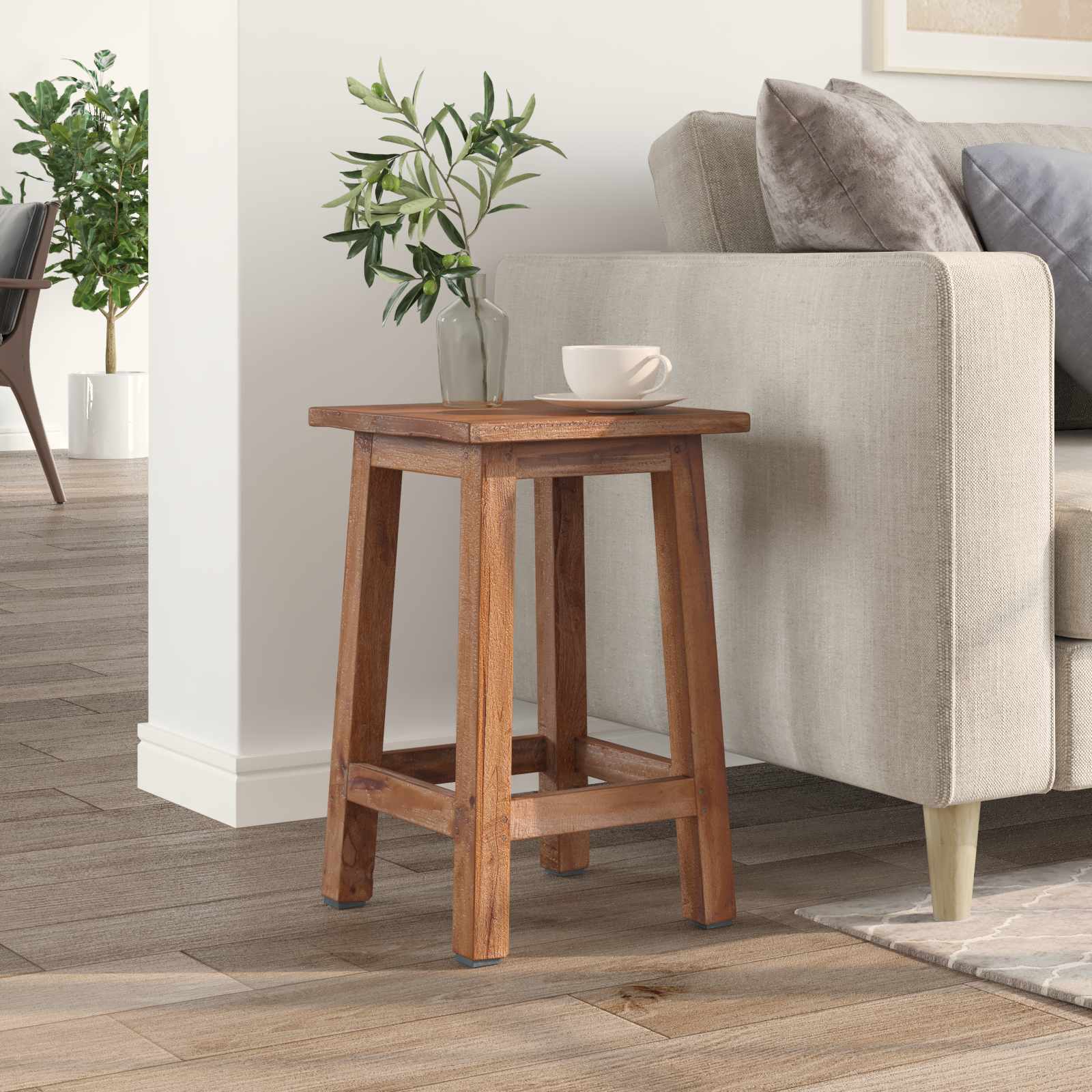 Taburete Natural 30 x 30 x 47 cm Madera de Caoba