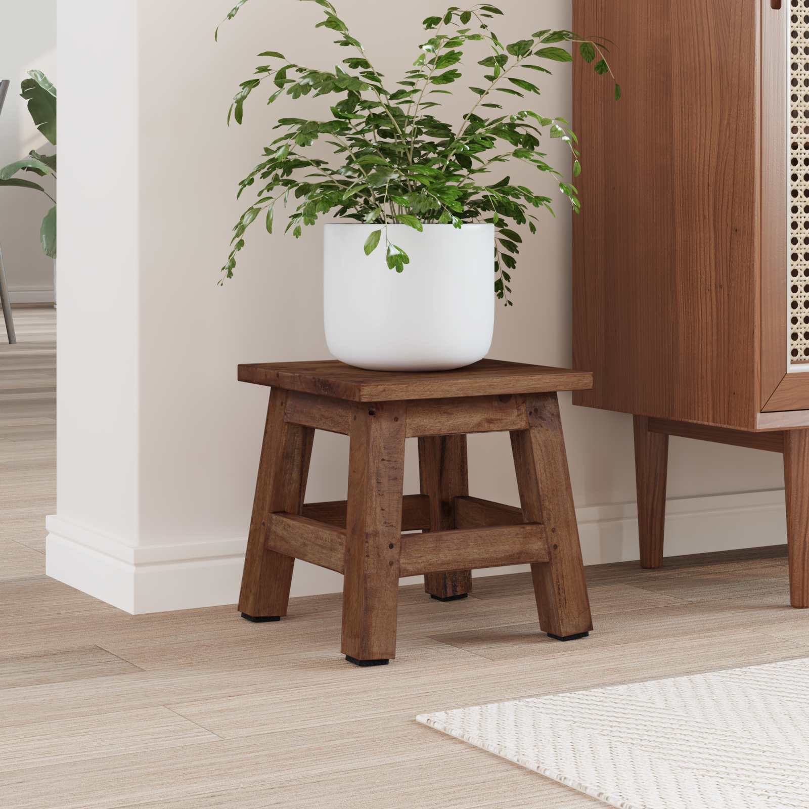Taburete Natural 26 x 26 x 26 cm Madera de Caoba
