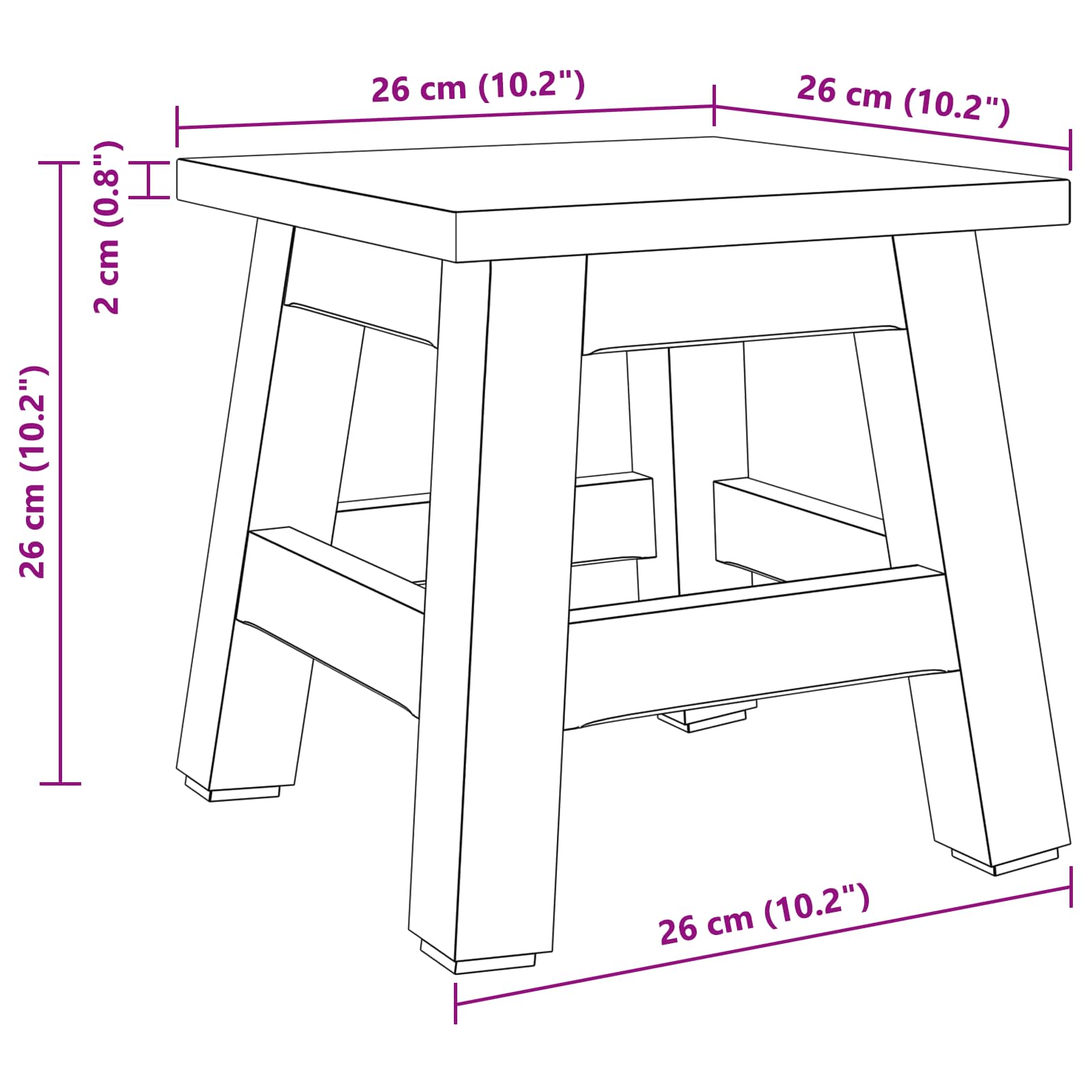 Taburete Natural 26 x 26 x 26 cm Madera de Caoba