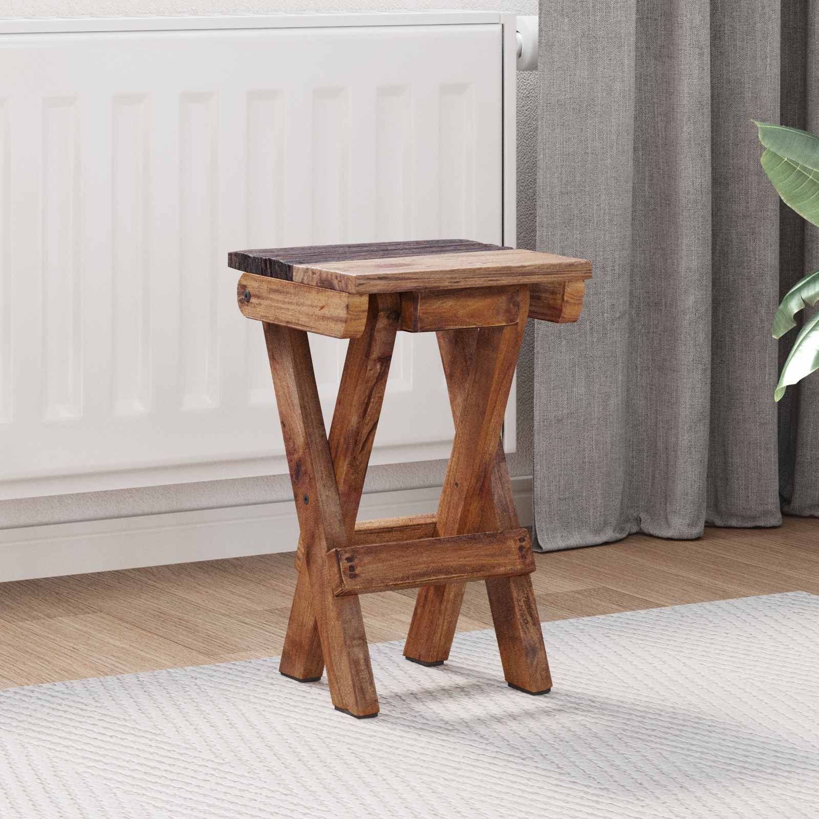 Taburete Natural 30 x 30 x 48 cm Madera maciza recuperada