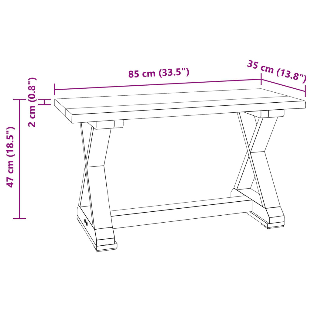 Banco Natural 85 x 35 x 46 cm Madera maciza recuperada
