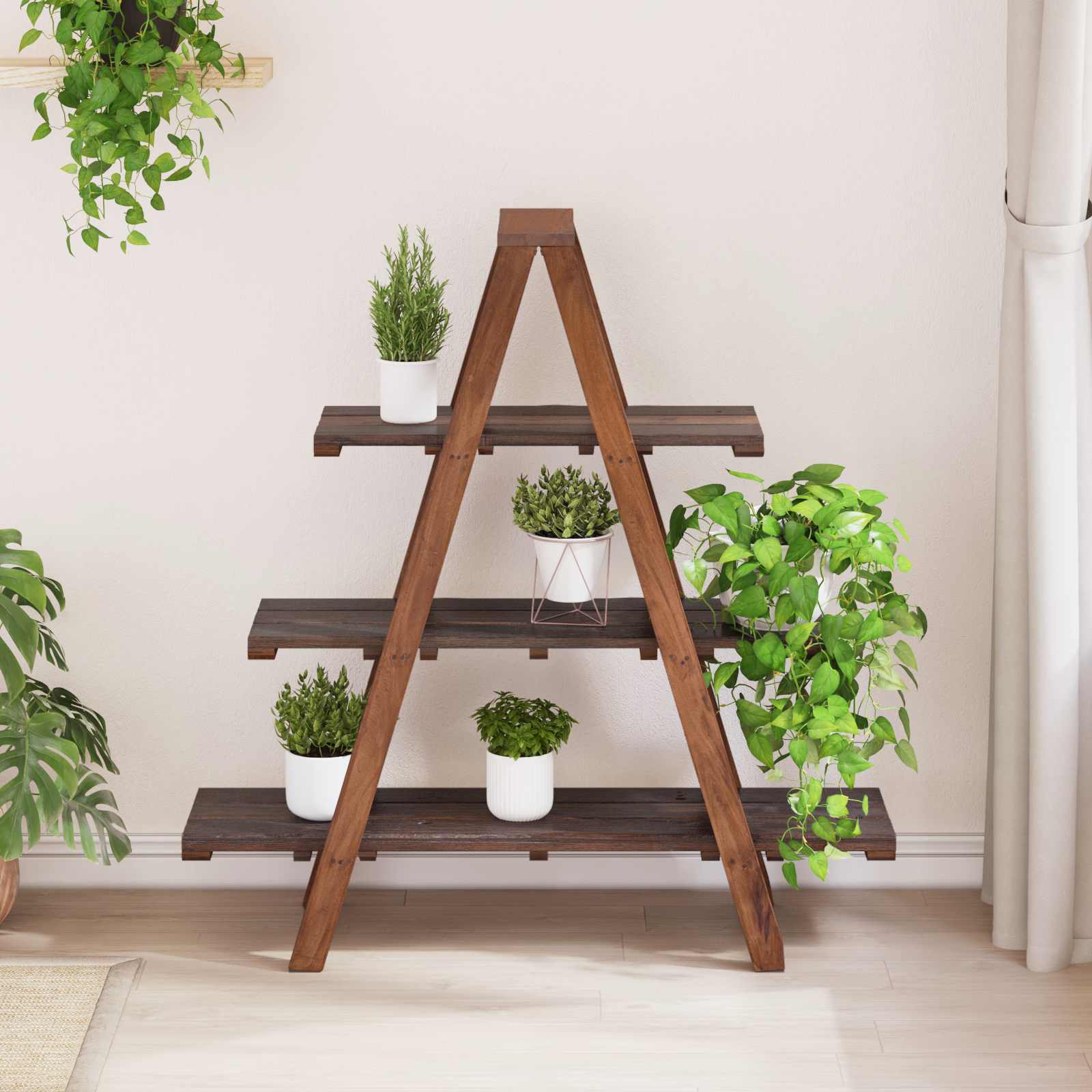 Estantería plegable con estante Marrón 79.5 x 35 x 112 cm