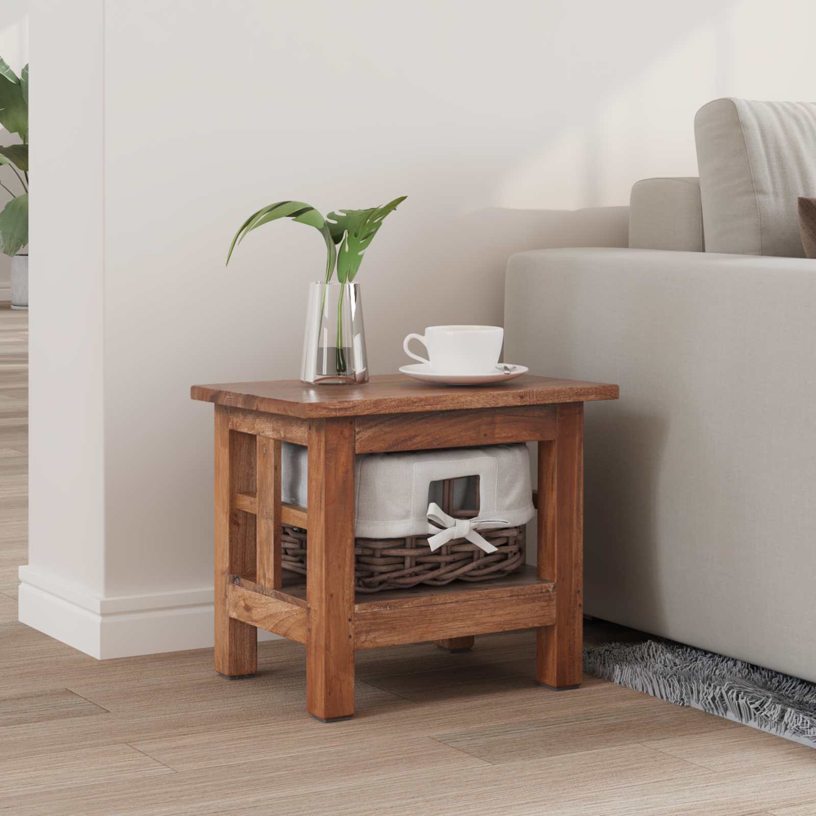 Mesa lateral Marrón 38 x 28 x 35 cm Madera maciza de Caoba