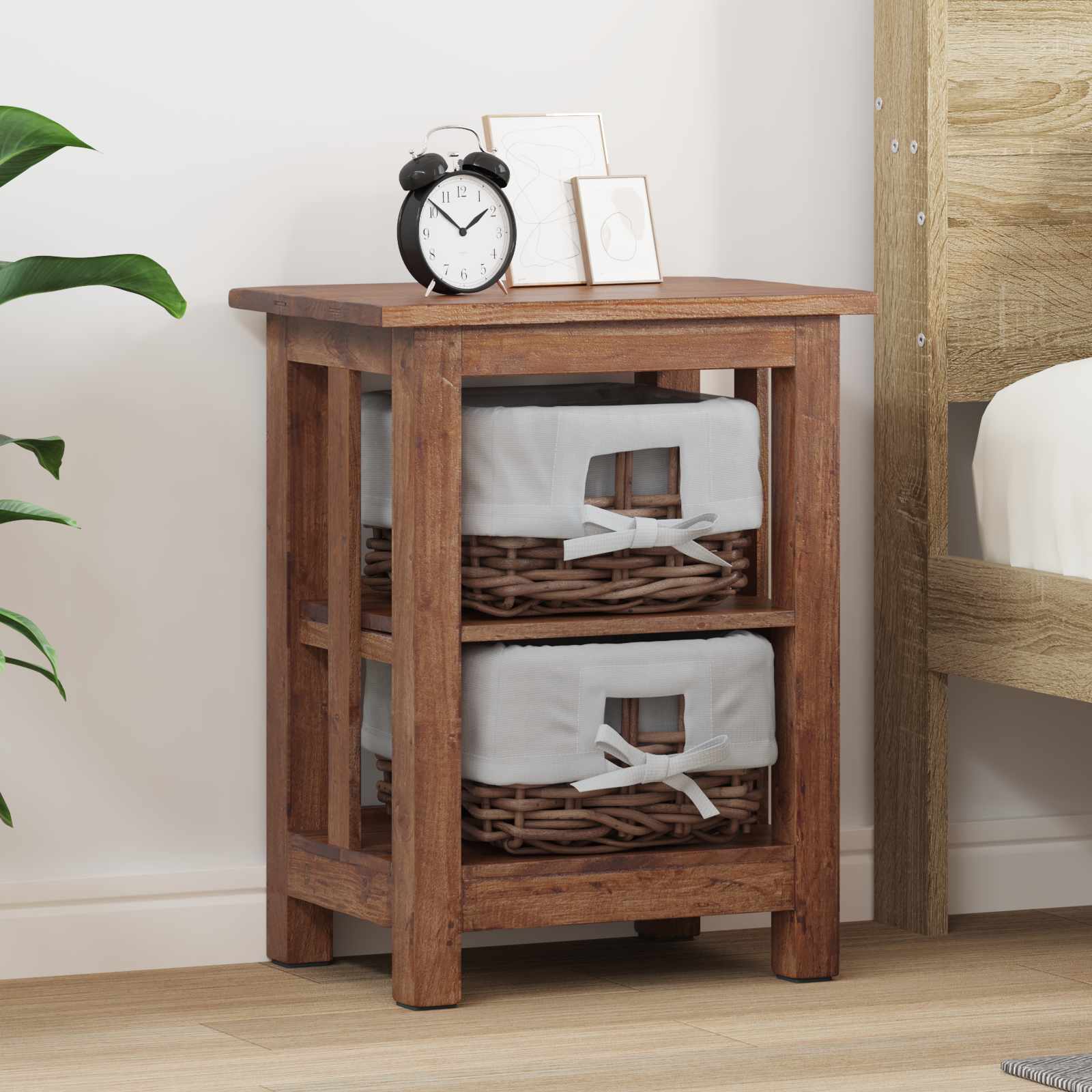 Mesa lateral Marrón 38 x 28 x 35 cm Madera maciza de Caoba