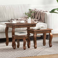 Mesa Nido 3 pcs Marrón Madera maciza de Caoba