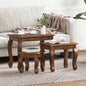 Mesa Nido 3 pcs Marrón Madera maciza de Caoba