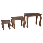 Mesa Nido 3 pcs Marrón Madera maciza de Caoba
