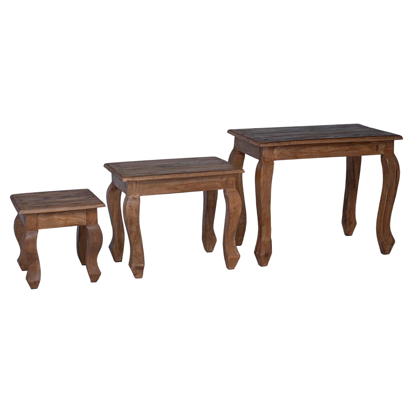 Mesa Nido 3 pcs Marrón Madera maciza de Caoba