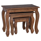 Mesa Nido 3 pcs Marrón Madera maciza de Caoba