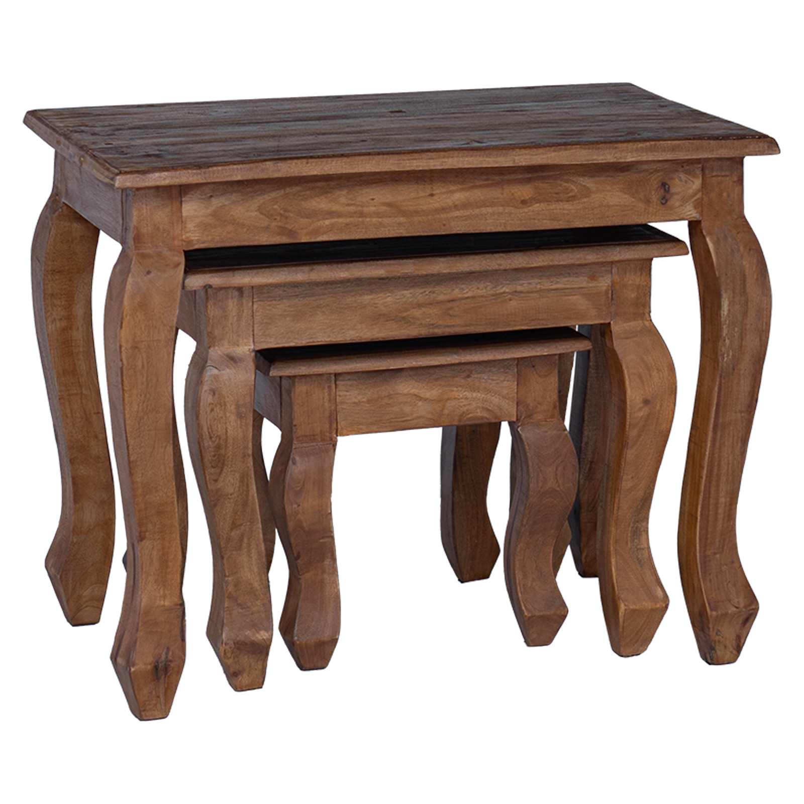 Mesa Nido 3 pcs Marrón Madera maciza de Caoba