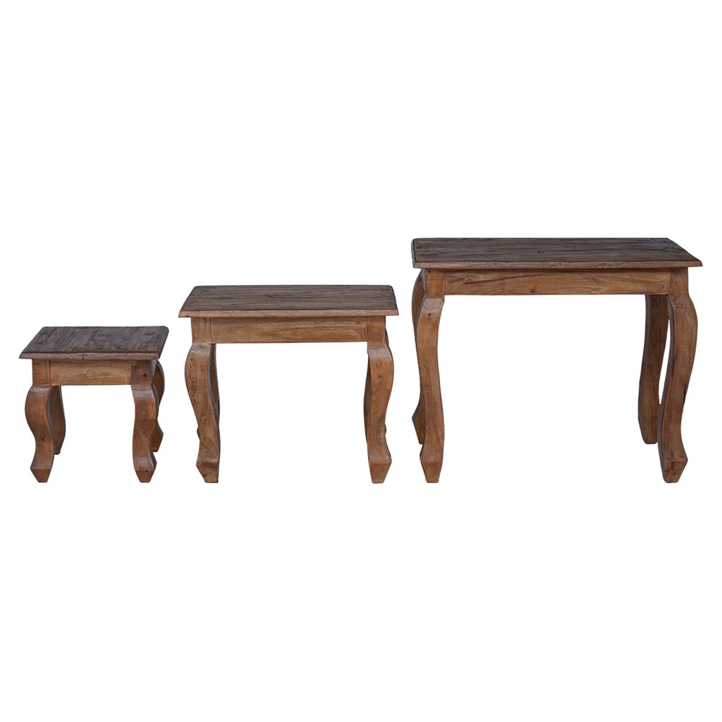 Mesa Nido 3 pcs Marrón Madera maciza de Caoba