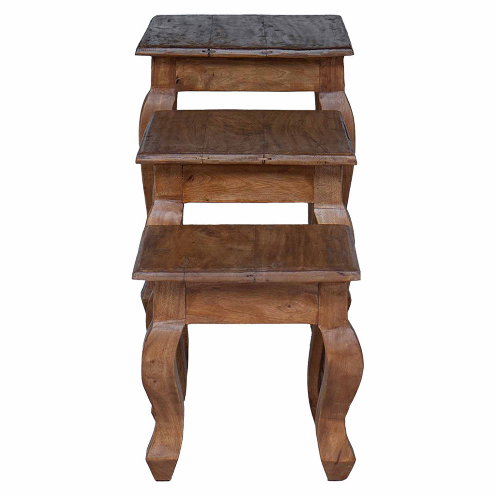Mesa Nido 3 pcs Marrón Madera maciza de Caoba