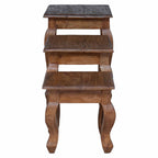 Mesa Nido 3 pcs Marrón Madera maciza de Caoba