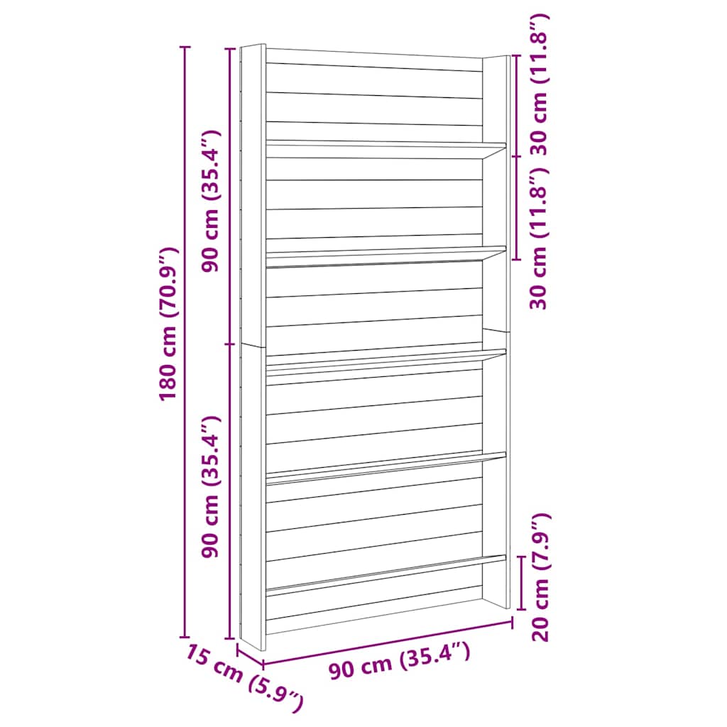 Estanterías para plantas con estante Marrón 90 x 15 x 180 cm