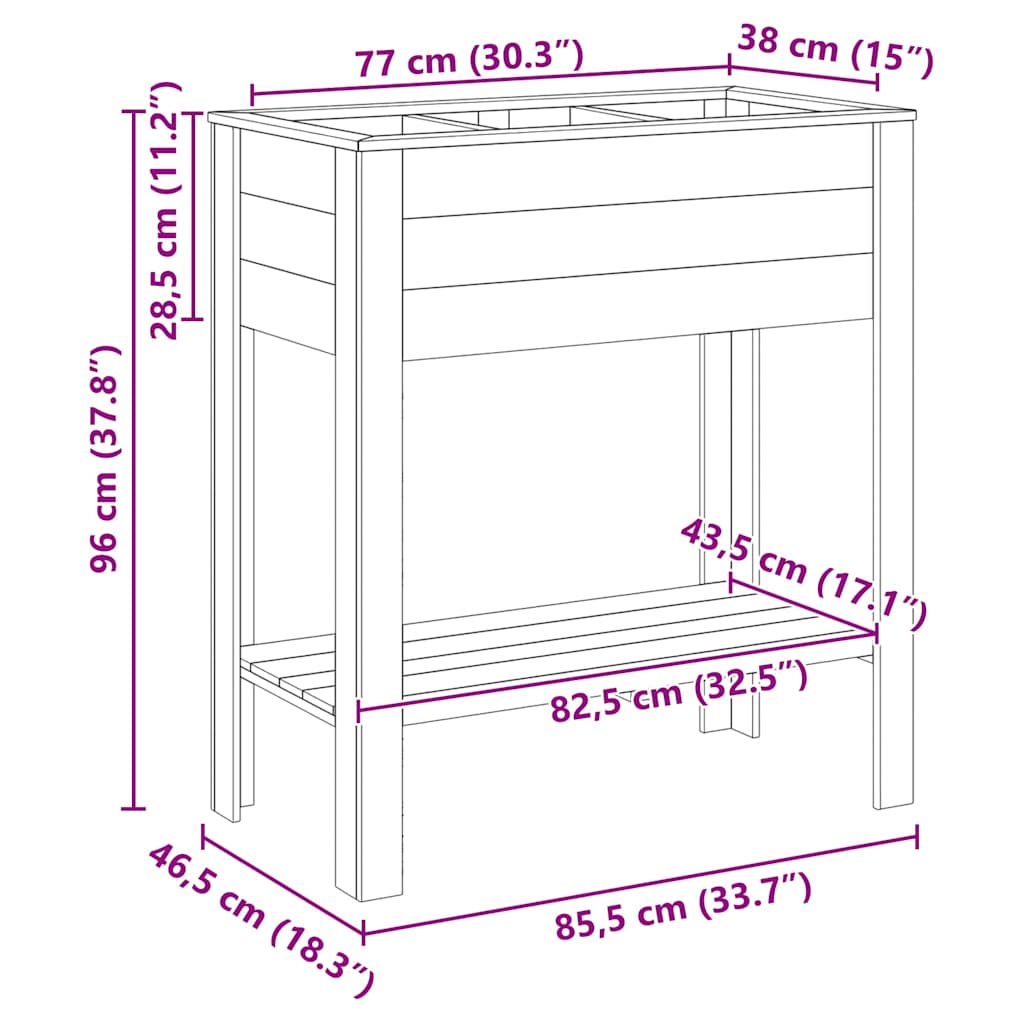 Macetero Alto con estante Marrón 85,5 x 46,5 x 96 cm