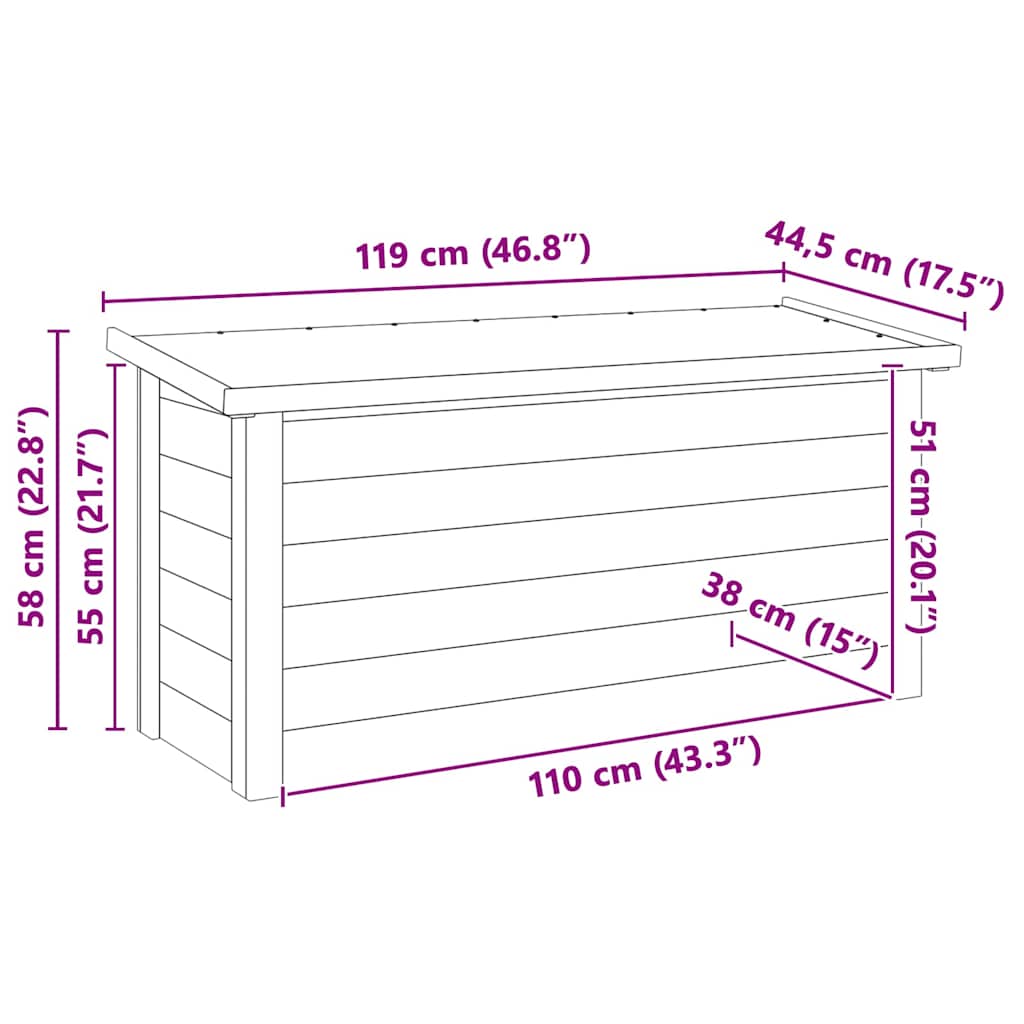 Caixa de Armazenamento Natural 119 x 44,5 x 58 cm