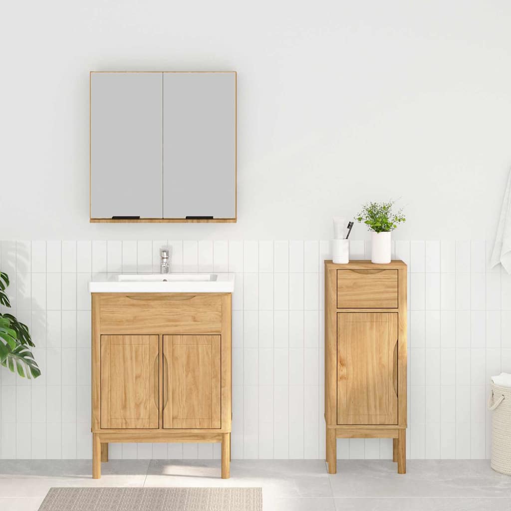 Juego de muebles de baño con cajón FLORO 2 pcs Marrón cera