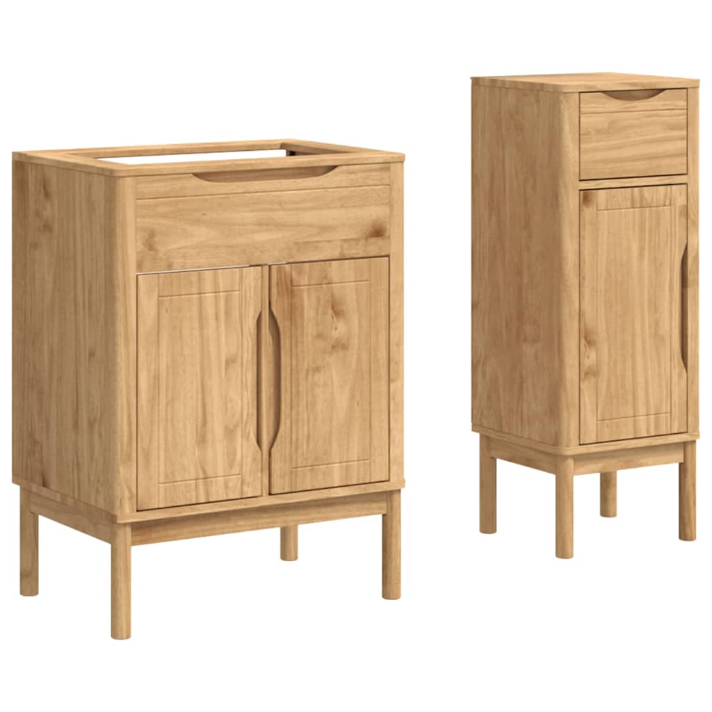 Juego de muebles de baño con cajón FLORO 2 pcs Marrón cera