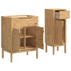Juego de muebles de baño con cajón FLORO 2 pcs Marrón cera